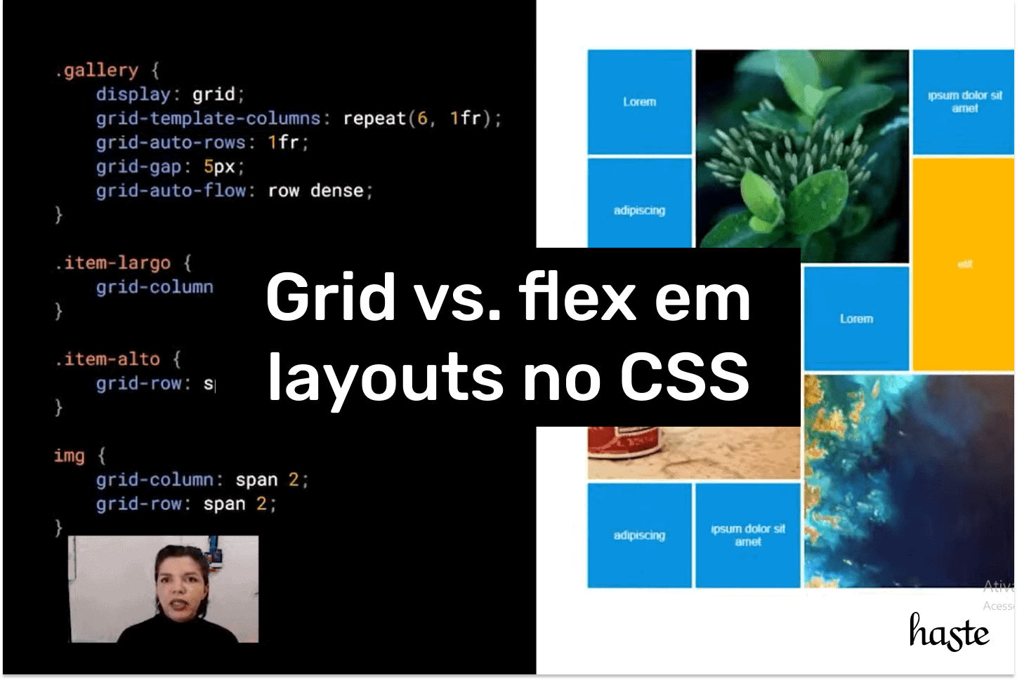 Grid versus flex em layouts no CSS. Imagem ilustrativa.