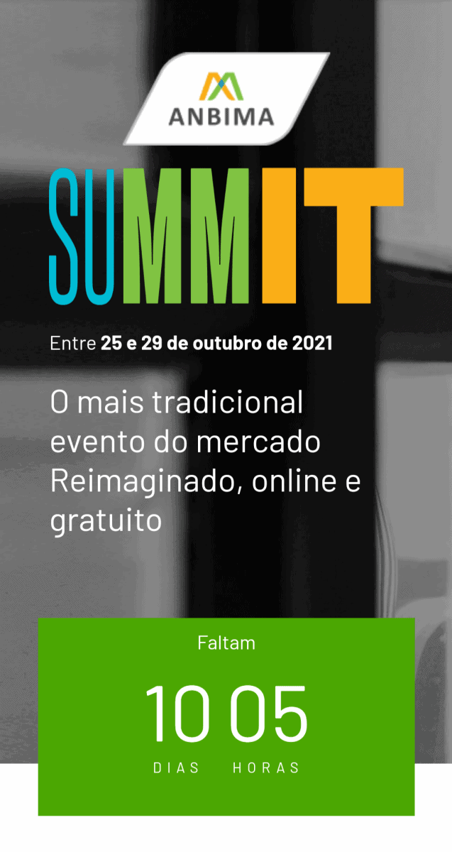 Captura de tela na versão mobile da página inicial do site do Anbima Summit.